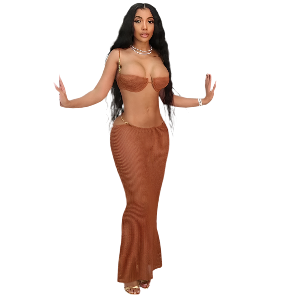 Brown tropics two piece