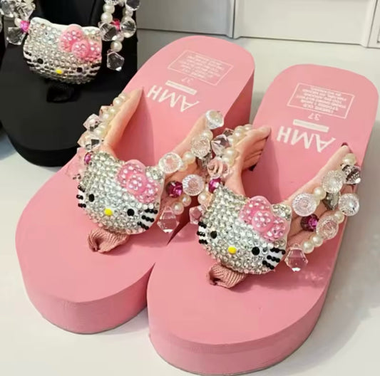 Pink Y2kitty platform sandals