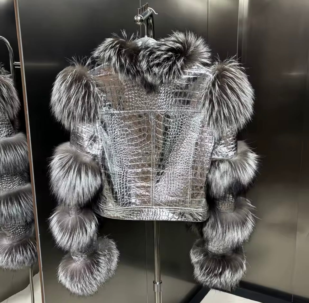 Silver DUSKHOLLOW fox fur jacket