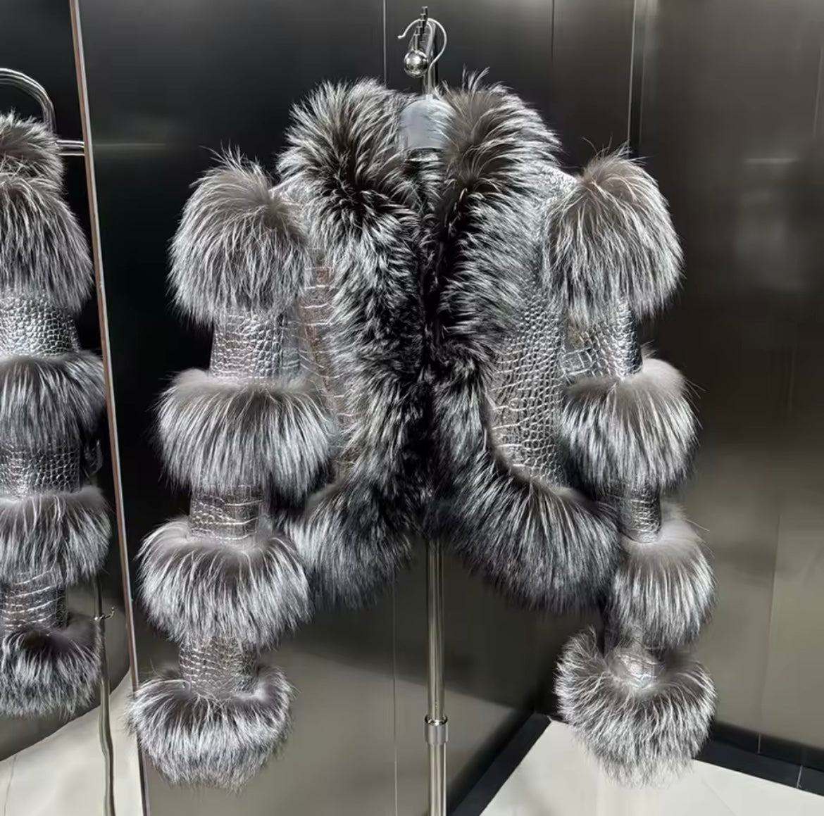 Silver DUSKHOLLOW fox fur jacket