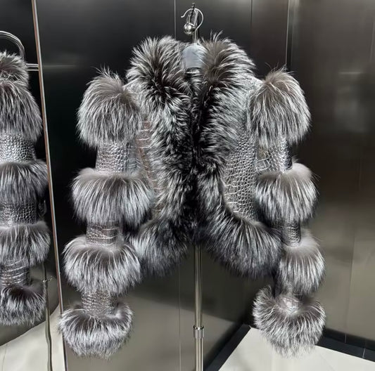 Silver DUSKHOLLOW fox fur jacket