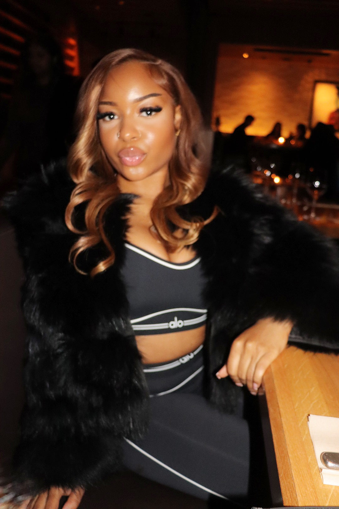 Black velour fox fur jacket