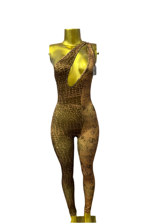 Brown croc jumpsuit
