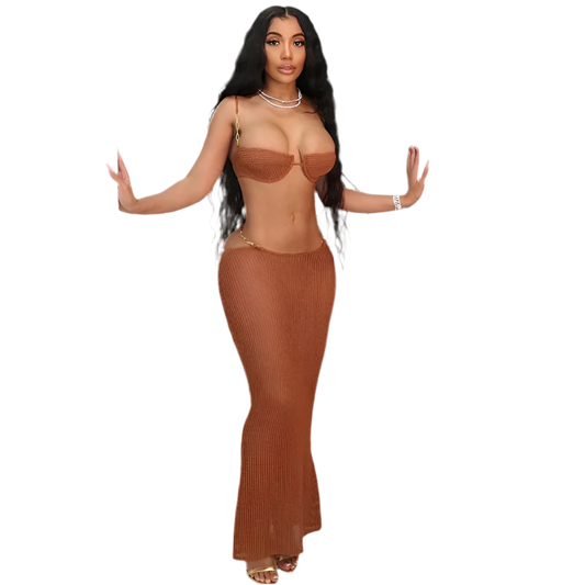 Brown tropics two piece