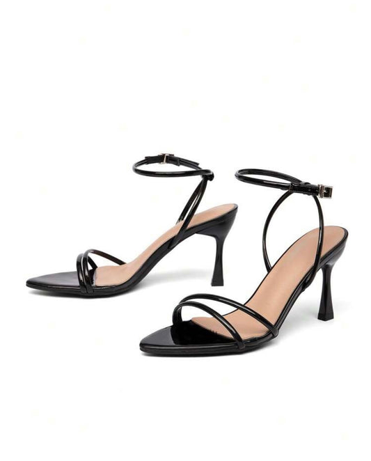 Black cat strapped heels